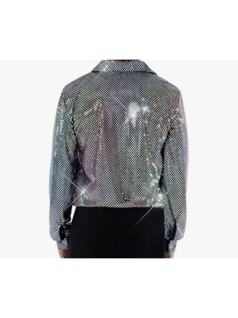 Silver & Black Disco Shirt Sequin 70s Retro Mens top Halloween Costume XL - Picture 5 of 6